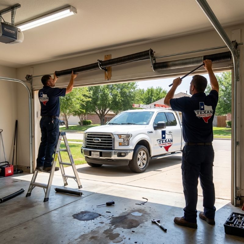 Garage door spring and cable repair by Texan Garage Door